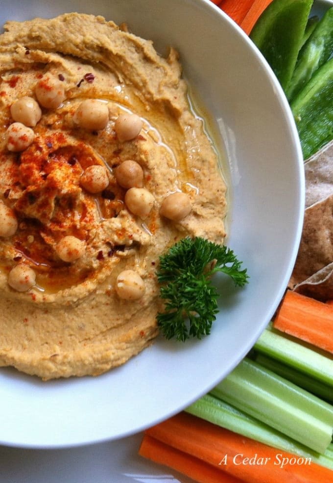 Spicy Hummus and An Edible Mosaic Cookbook Review - A Cedar Spoon