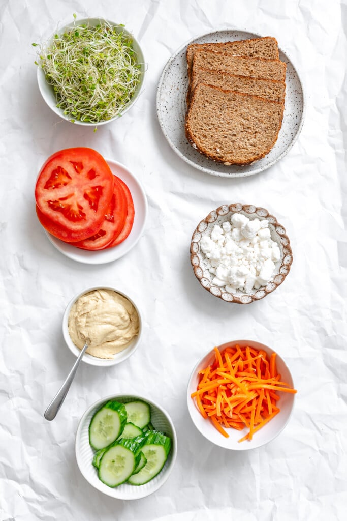 Mediterranean Vegetable Sandwich ingredients 
