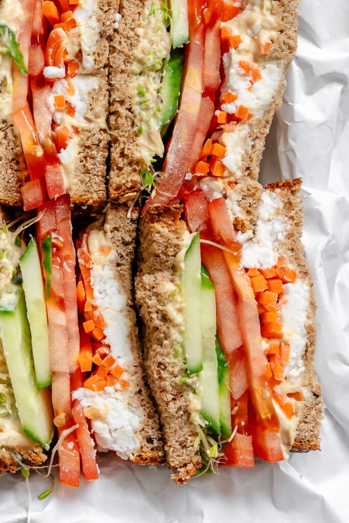 Mediterranean Vegetable Sandwich side by side sandwich 