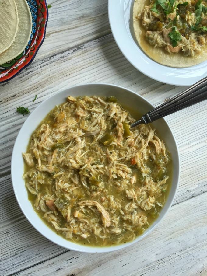 Slow Cooker Salsa Verde Chicken Tacos - A Cedar Spoon