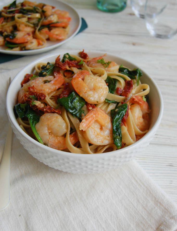 Easy Shrimp Scampi Recipe with napkin 