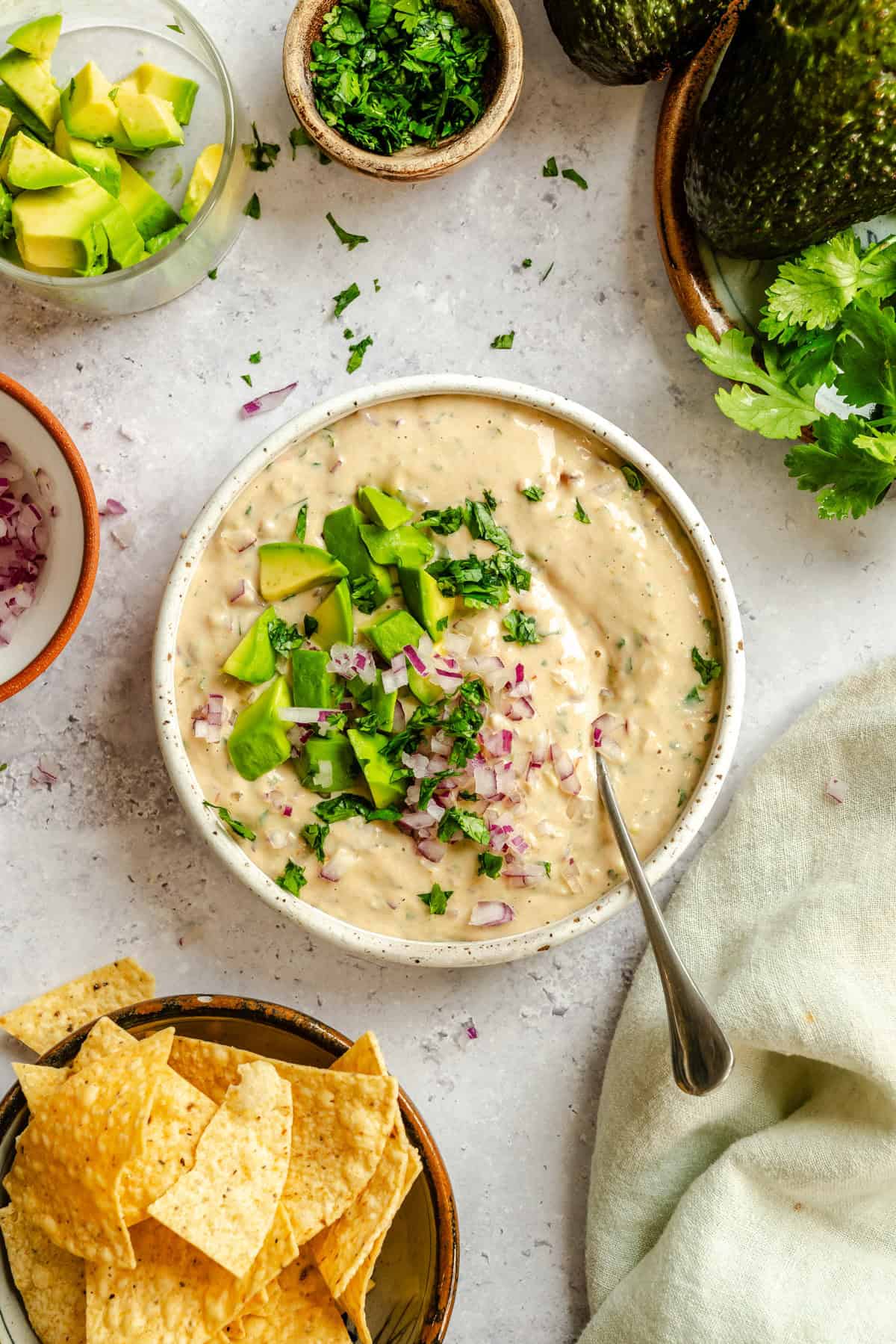 Mexican Dip in a white bowl