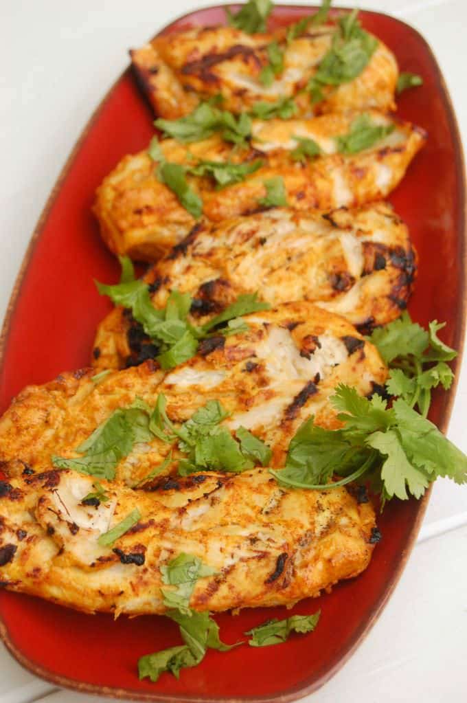 Tandoori Grilled Chicken on red plate