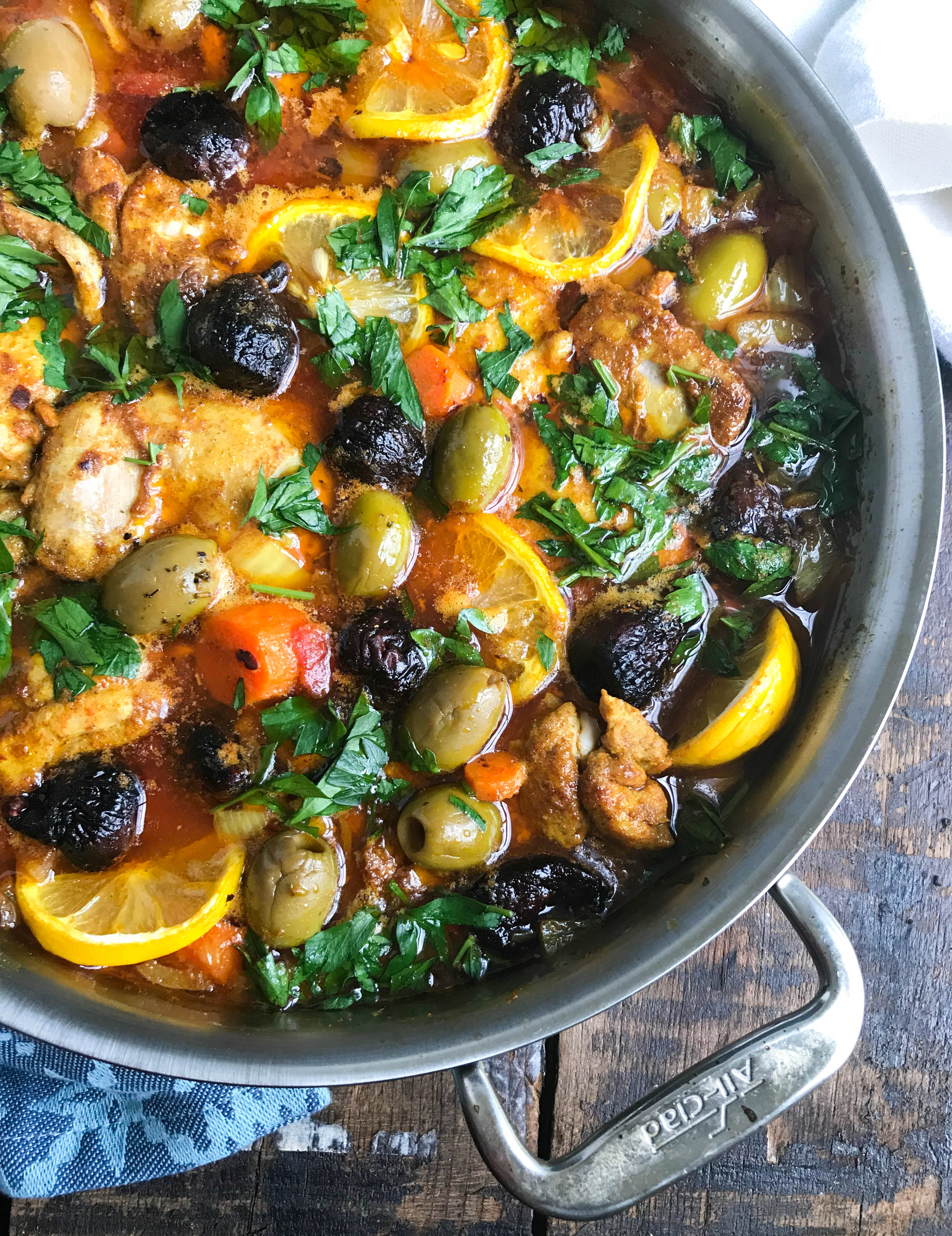 Moroccan Chicken Thighs in Silver Pan