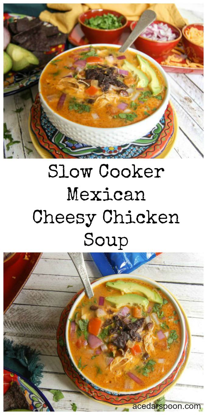 Slow Cooker Mexican Cheesy Chicken Soup + Giveaway - A Cedar Spoon