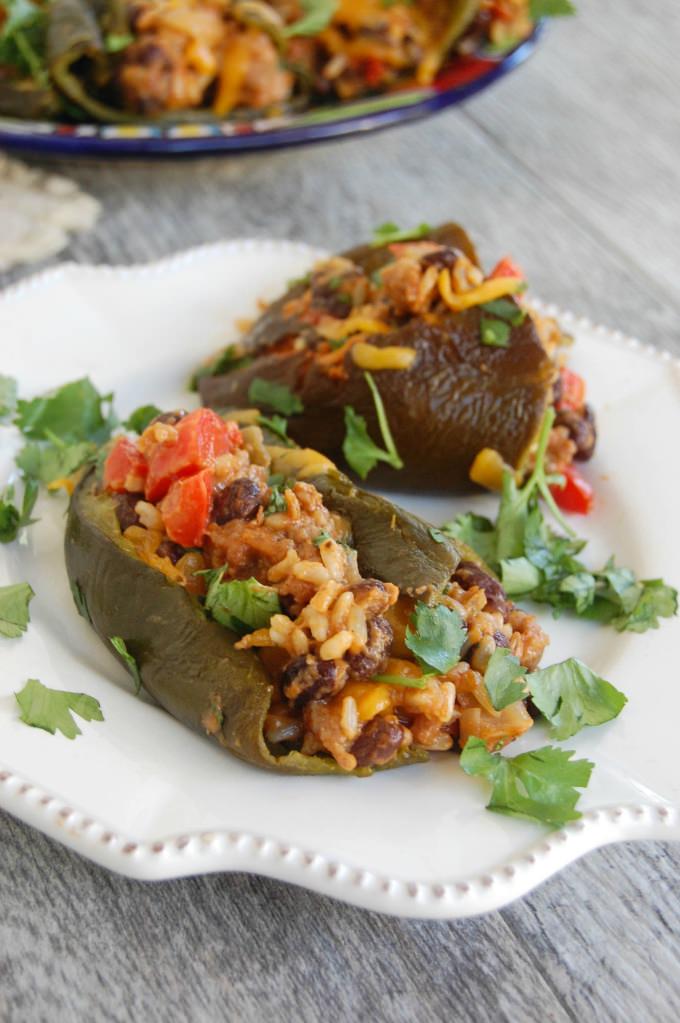 Cheesy Mexican Stuffed Roasted Poblanos