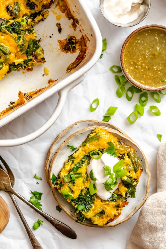 Cheesy Black Bean Egg Bake on a plate 
