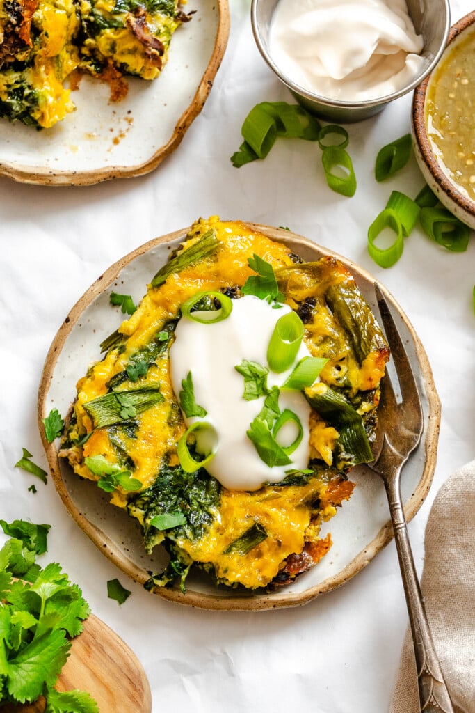 Cheesy Black Bean Egg Bake on a plate 