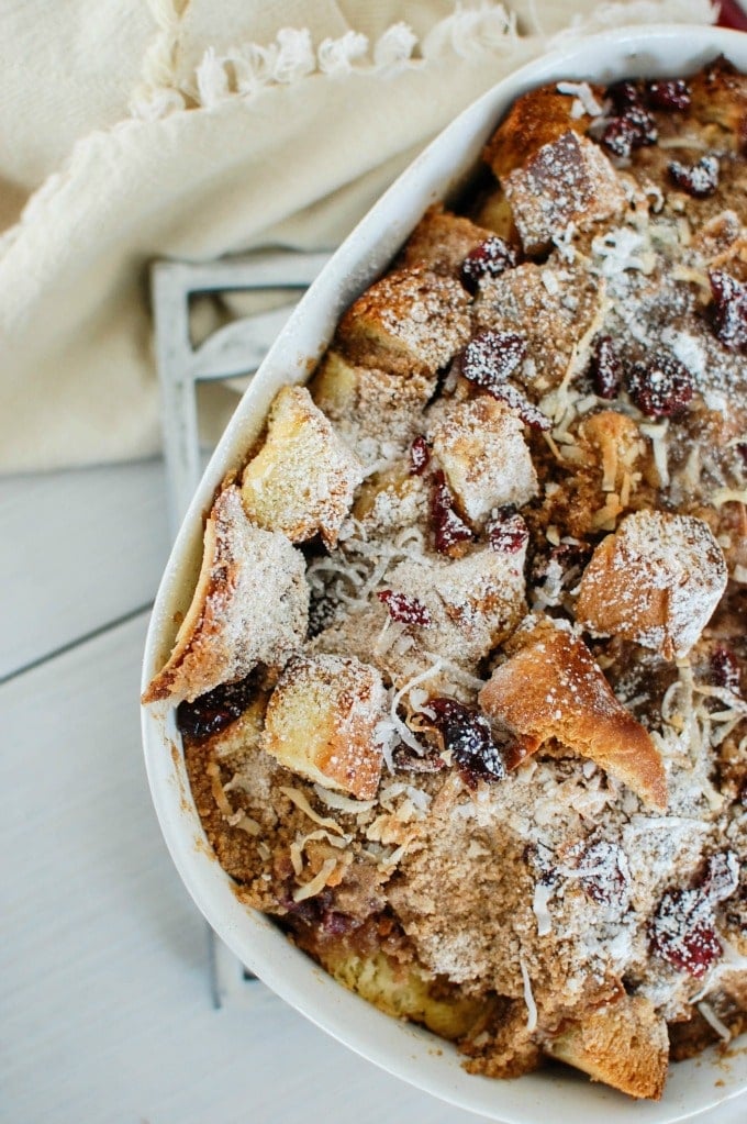 Overnight Cranberry Coconut French Toast Bake