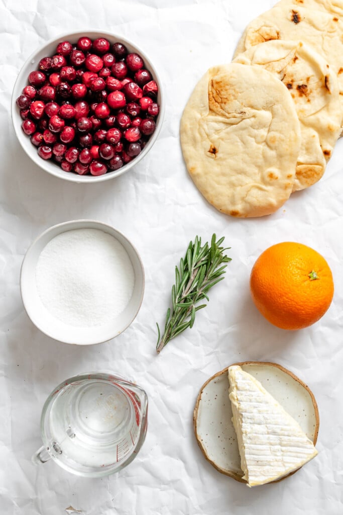 Warm Brie Cranberry Naan Bread recipe ingredients 