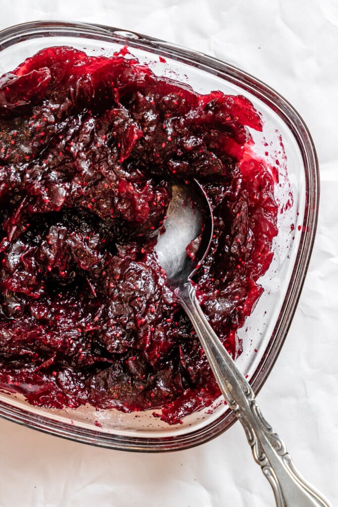 Warm Brie Cranberry Naan Bread in a dish