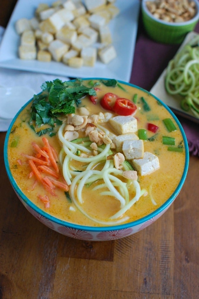 Thai Coconut Zoodle Soup with tofu 