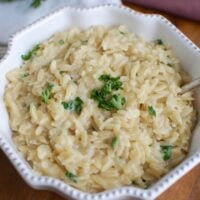 4 Ingredient Cheesy Orzo - cheesy