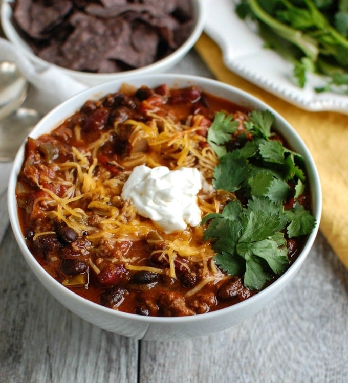 Beef Poblano Black Bean Chili - game day