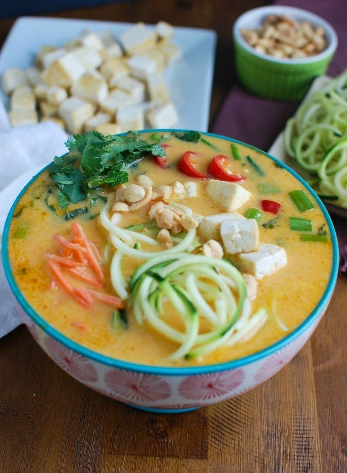 Thai Coconut Zoodle Soup with zoodles 