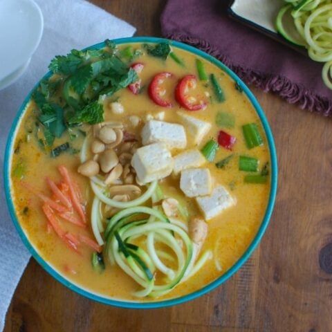 Thai Coconut Zoodle Soup above view