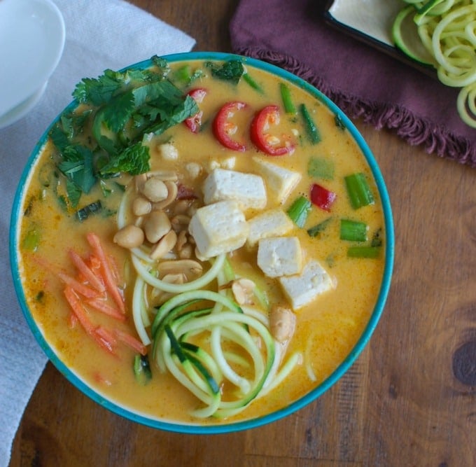 Thai Coconut Zoodle Soup above view