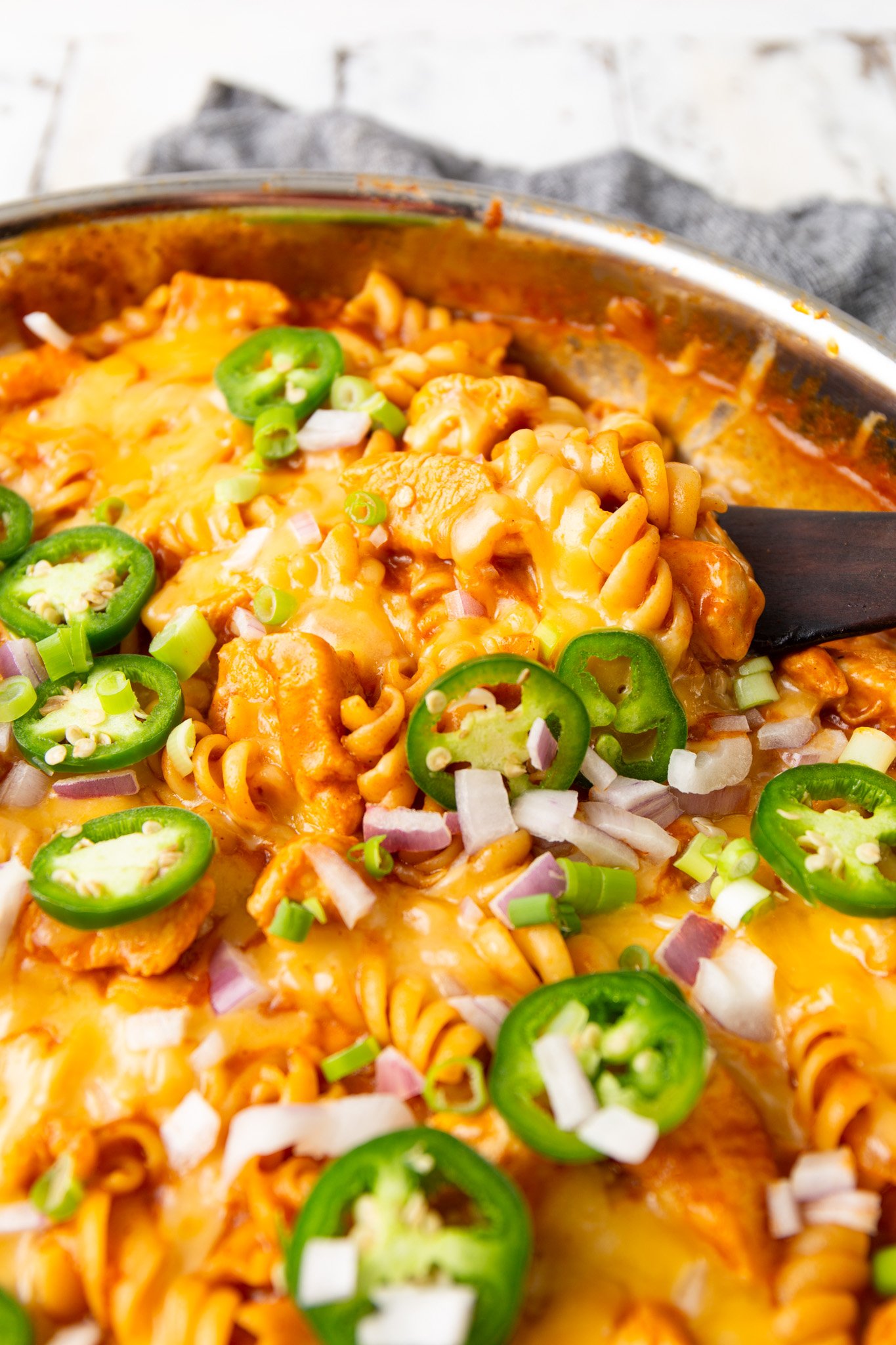 One Pot Chicken Enchilada Pasta in a big pot