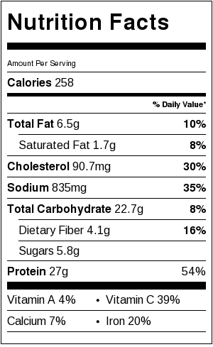 Slow Cooker White Chicken Chili - nutritional information