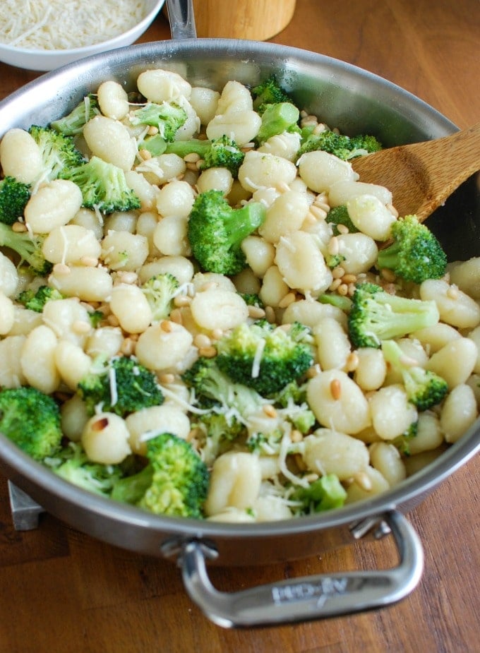 Browned Butter Gnocchi with Broccoli and Pine Nuts - a quick dinner