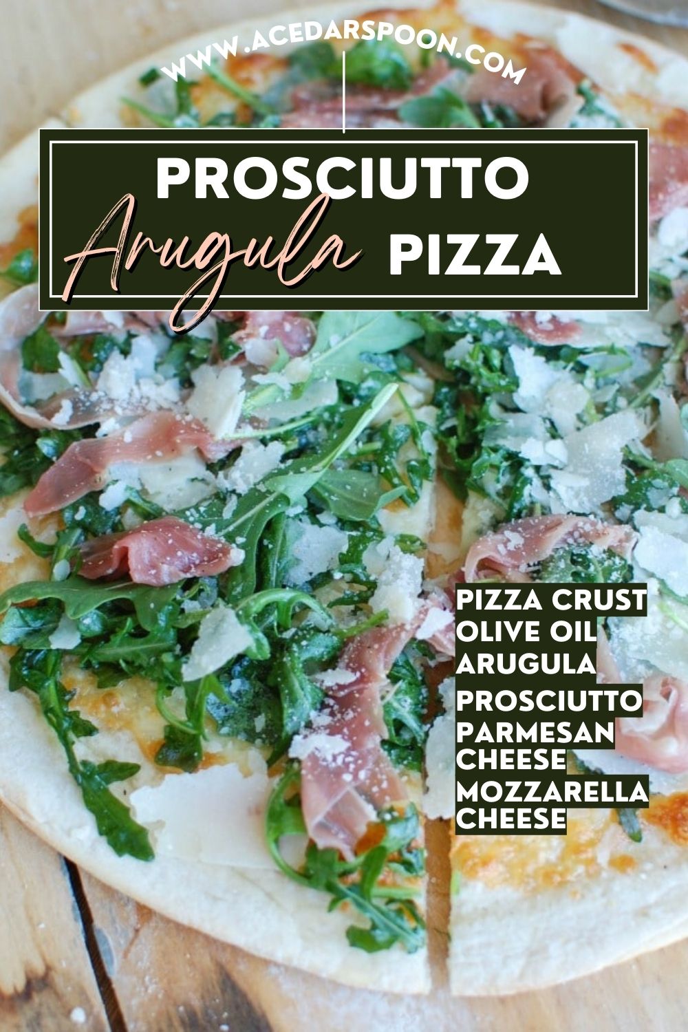  Prosciutto Arugula Pizza with logo.