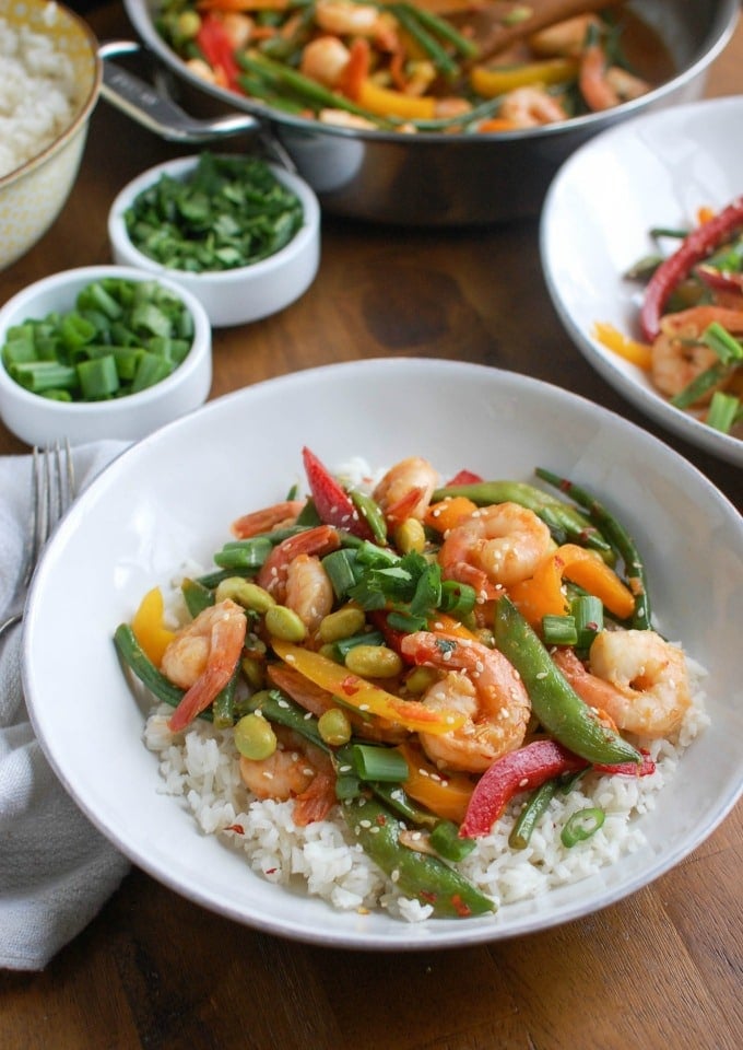 Asian Shrimp Edamame Stir-Fry - heart healthy