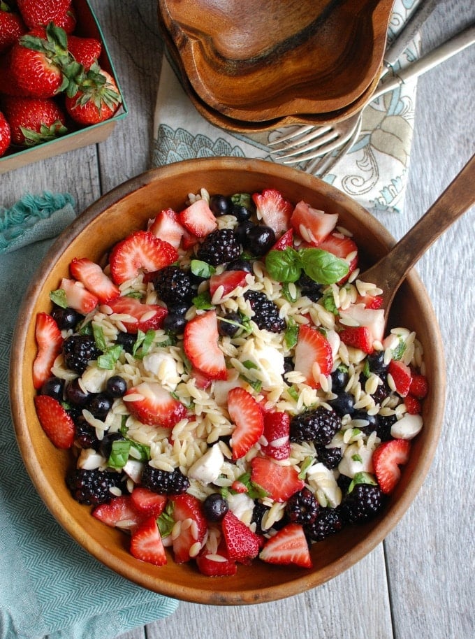 Mixed Berry Caprese Orzo Salad - so good