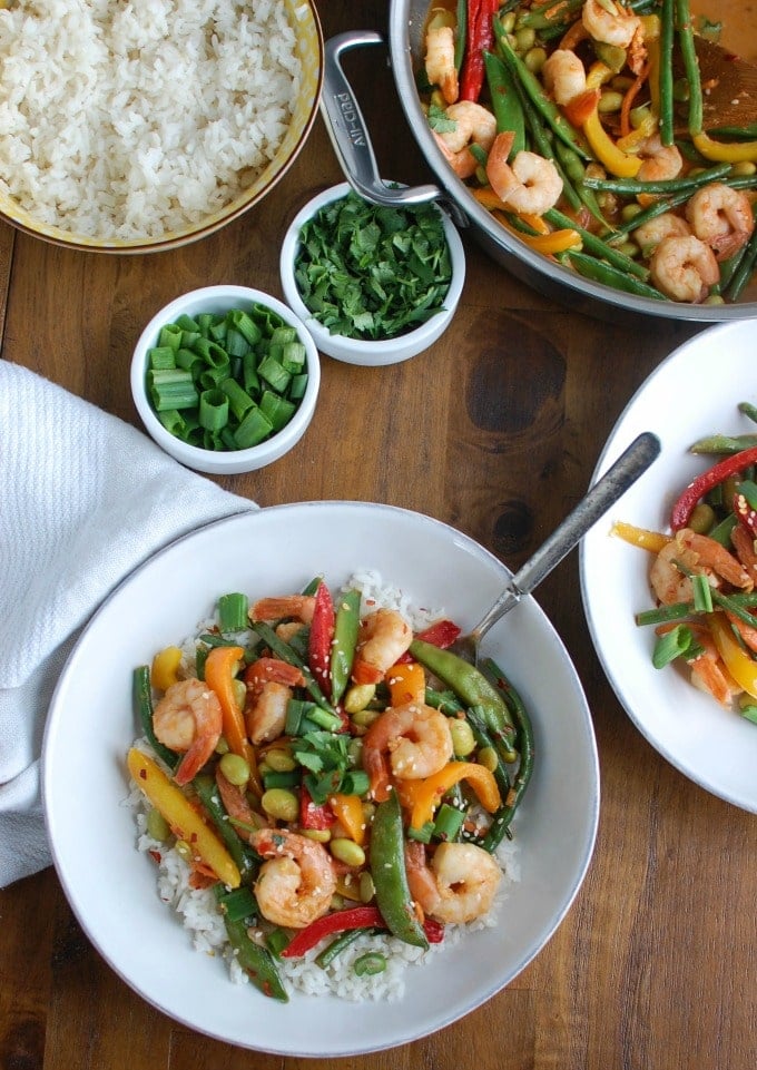 Asian Shrimp Edamame Stir-Fry - healthy dinner