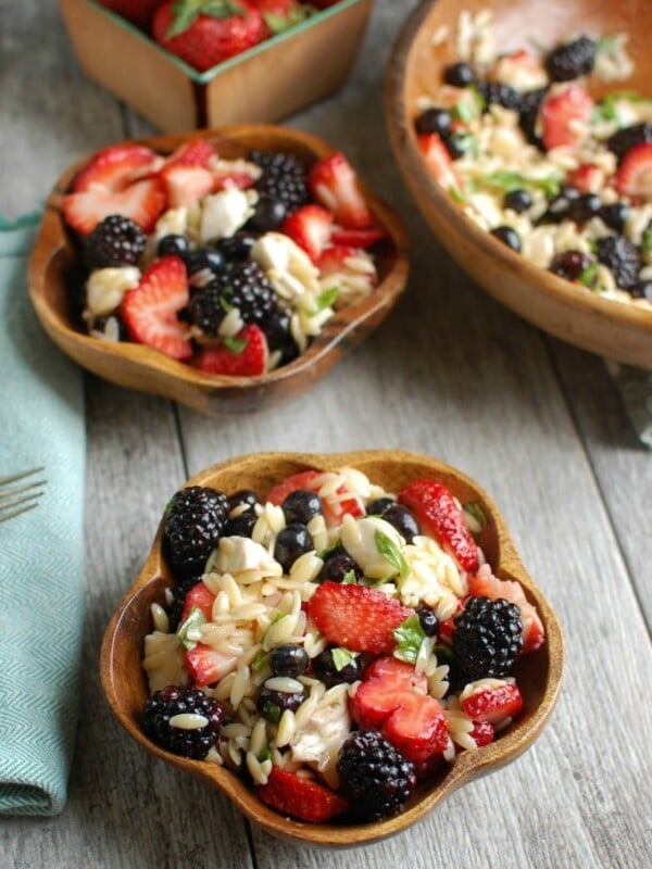 Mixed Berry Caprese Orzo Salad - perfect for summer