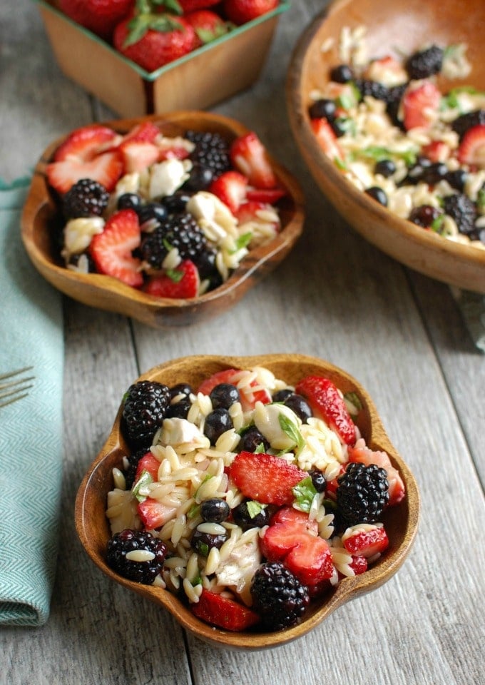 Mixed Berry Caprese Orzo Salad - perfect for summer