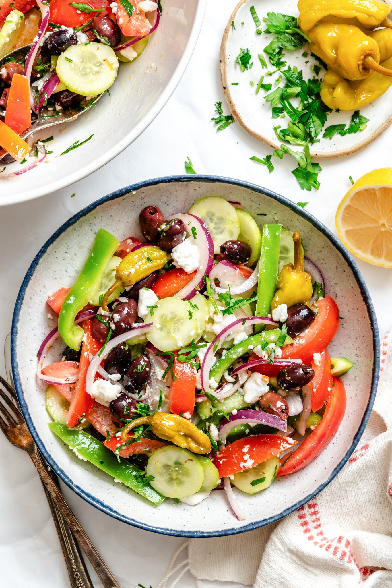 Greek Village Salad in a bowl 