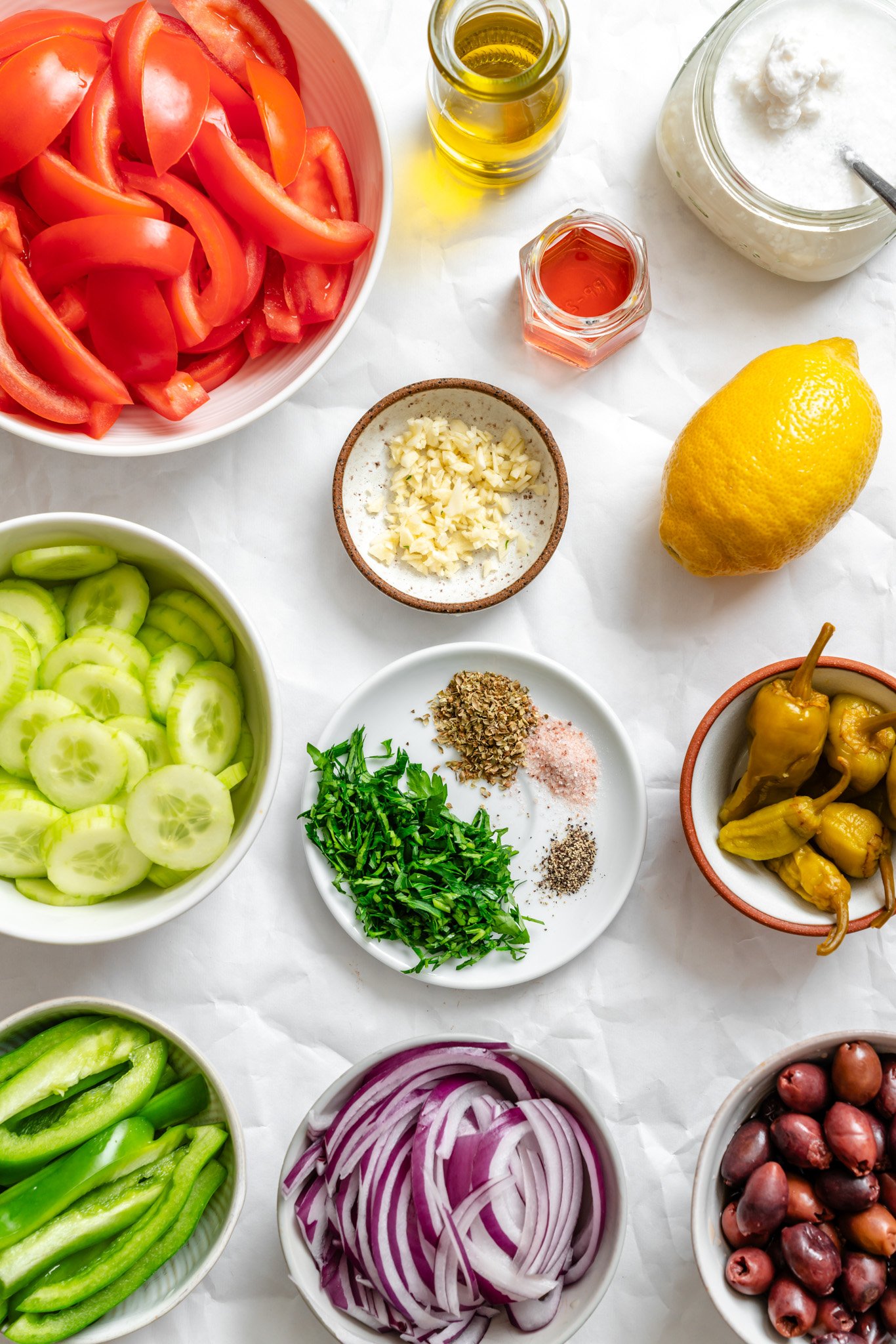 Greek village Salad recipe ingredients 