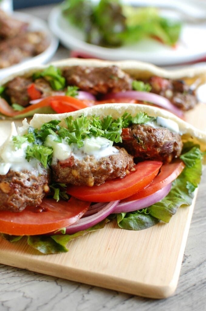 Mediterranean Burger with Mint Yogurt Sauce - dinner