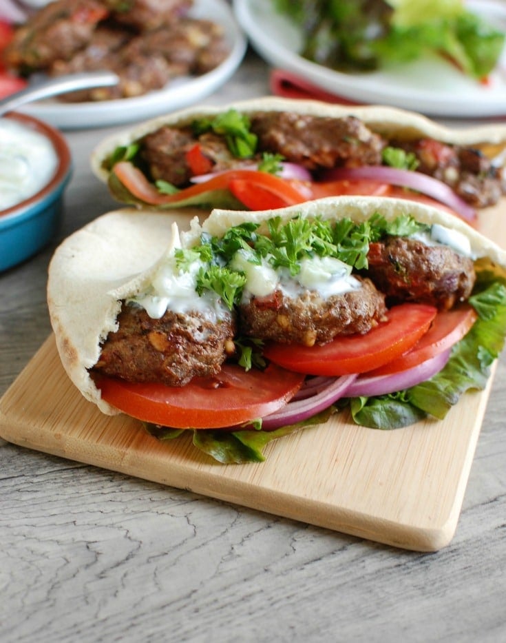 Mediterranean Burger with Mint Yogurt Sauce - easy dinner