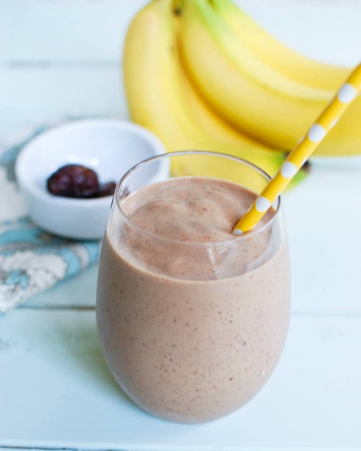 Banana Date Smoothie with straw