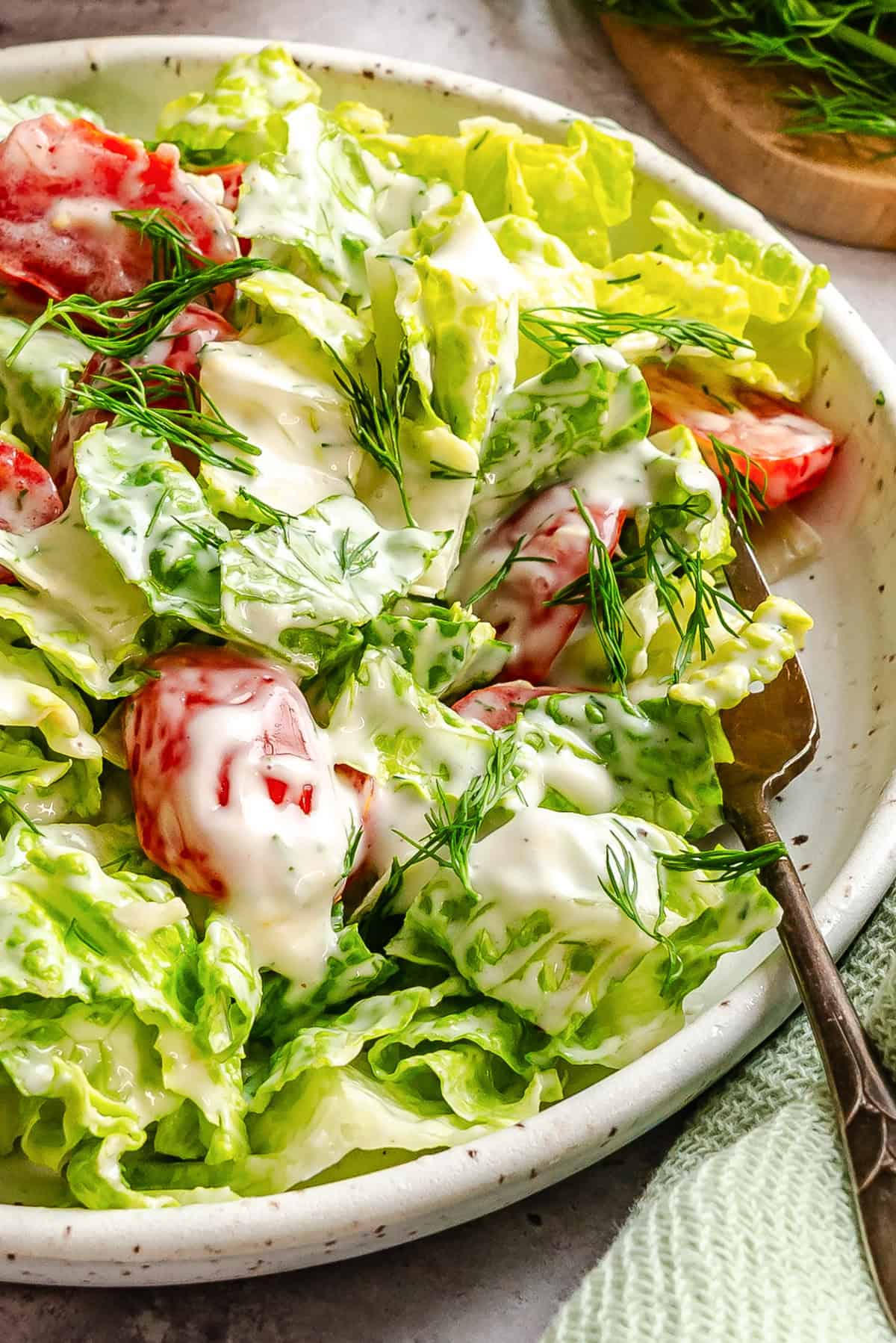 Dill Dressing on a green salad