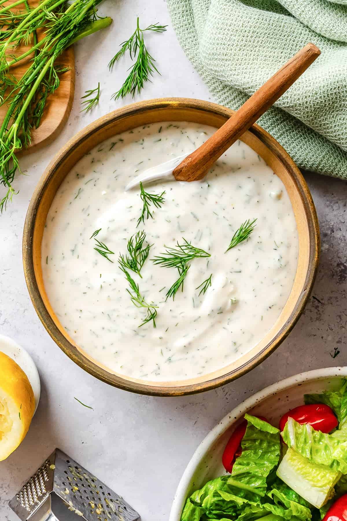 Easy Dill Salad Dressing in a bowl