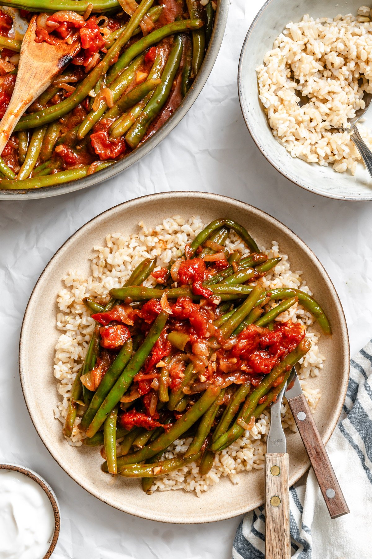 Lebanese Green Beans on a plate 