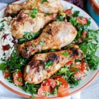 Mediterranean Chicken with Basmati Rice is a healthy, delicious meal. The chicken is marinated in a yogurt sauce!