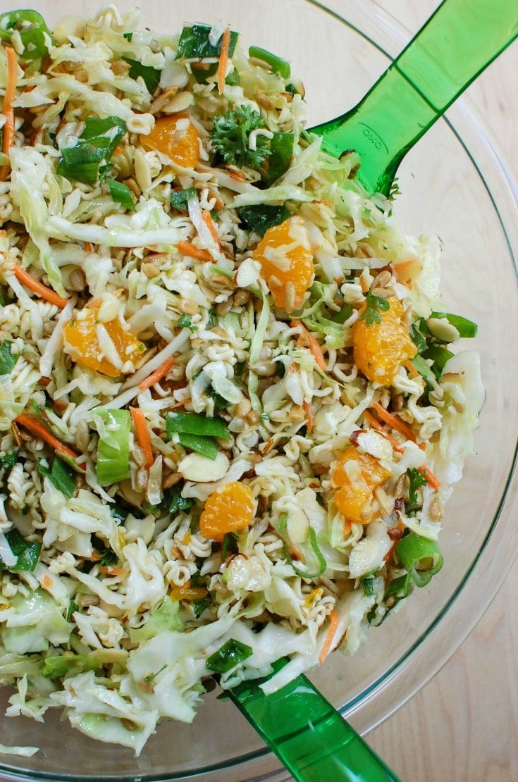 Asian Ramen Noodle Salad is the perfect summer BBQ salad. This comes together in under 15 minutes.