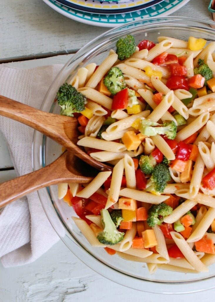 Classic Pasta Salad makes the perfect BBQ side dish. This is simple and packed with flavor.