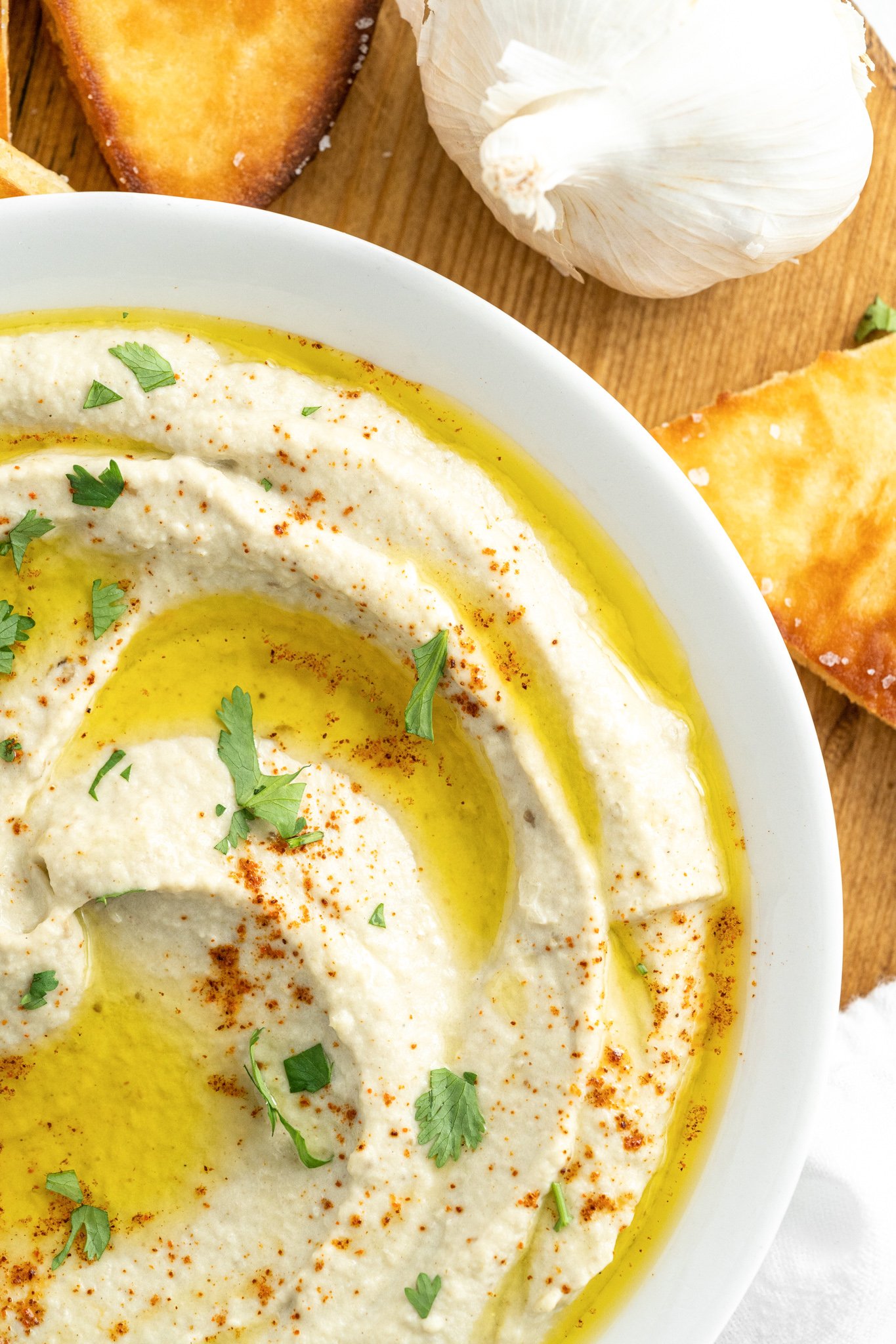 Baba Ghanoush with parsley.