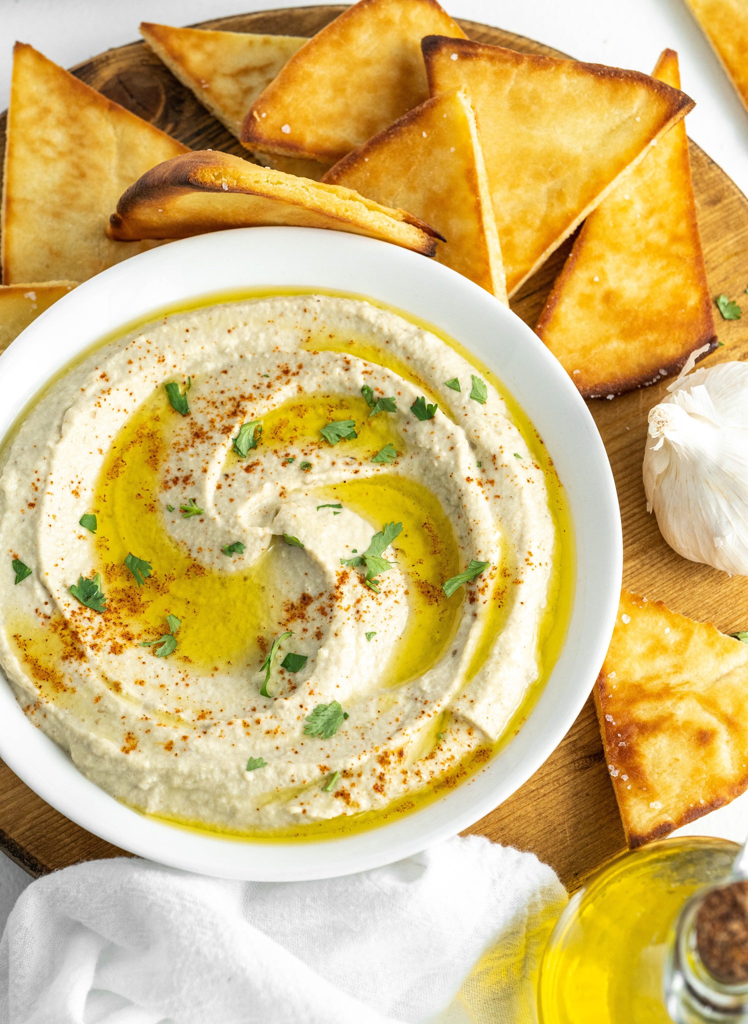 Baba Ghanoush in a white bowl.