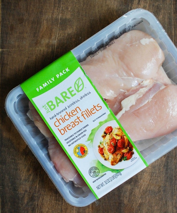 Just BARE Chicken is antibiotic free and humanely raised. A great option for family dinner.
