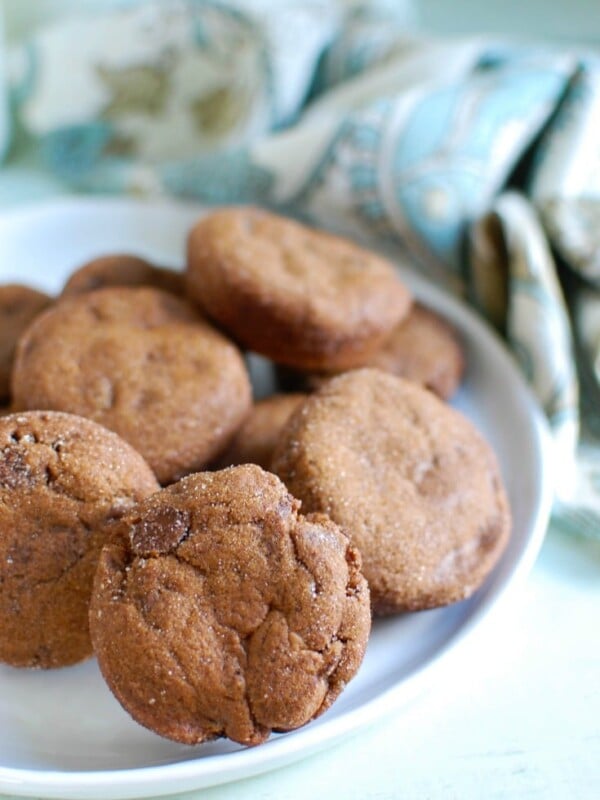 Double Ginger Molasses Cookies belong to the chewy-molasses-cookie family, but they have so much flavor and so many surprises that they transcend the familiar. For starters, there’s both crystallized ginger and powdered ginger, lots of chopped dark chocolate and an optional bit of instant espresso too.