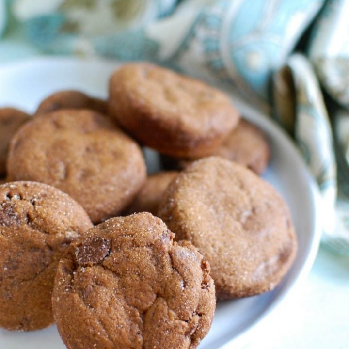 Double Ginger Molasses Cookies belong to the chewy-molasses-cookie family, but they have so much flavor and so many surprises that they transcend the familiar. For starters, there’s both crystallized ginger and powdered ginger, lots of chopped dark chocolate and an optional bit of instant espresso too.