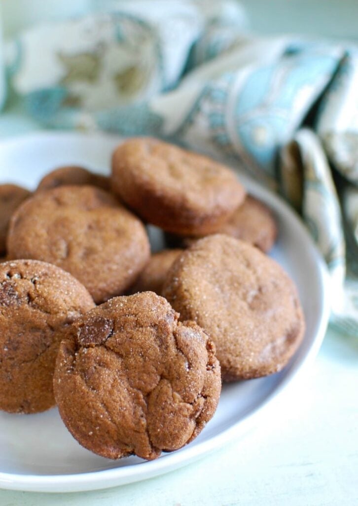 Double Ginger Molasses Cookies belong to the chewy-molasses-cookie family, but they have so much flavor and so many surprises that they transcend the familiar. For starters, there’s both crystallized ginger and powdered ginger, lots of chopped dark chocolate and an optional bit of instant espresso too.
