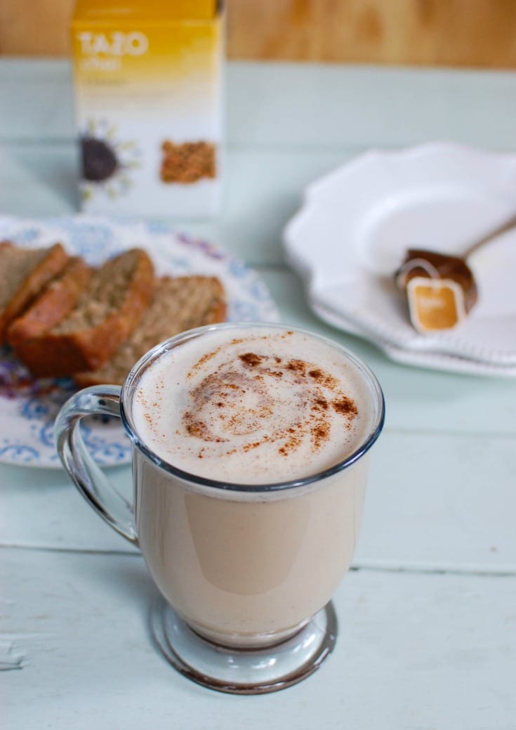 Homemade Chai Tea Latte with bread.