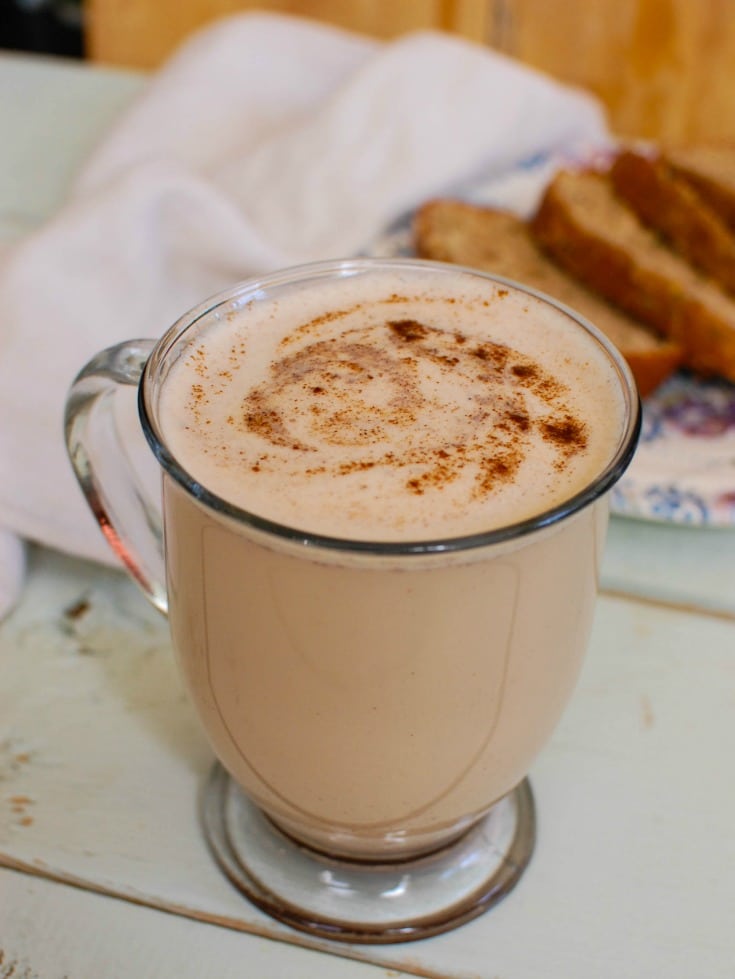 Homemade Chai Tea Latte with cinnamon.