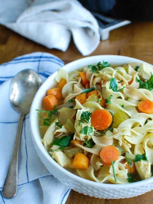 Slow Cooker Chicken Noodle Soup is the perfect comfort soup. This is made in the slow cooker for a quick dinner option!